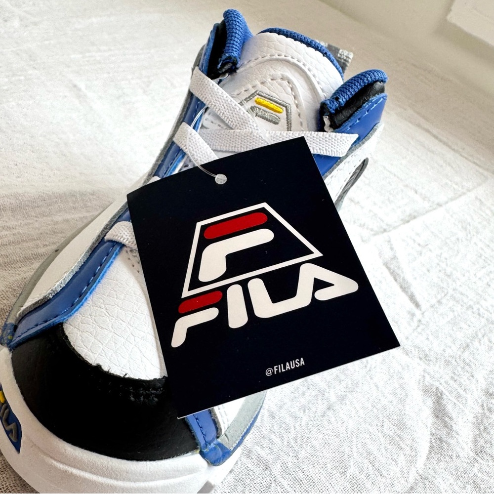 New Fila Grant Hill 2 Sneakers White Nebulas Blue Lemon Yellow Toddler Shoes NIB - Picture 4 of 8